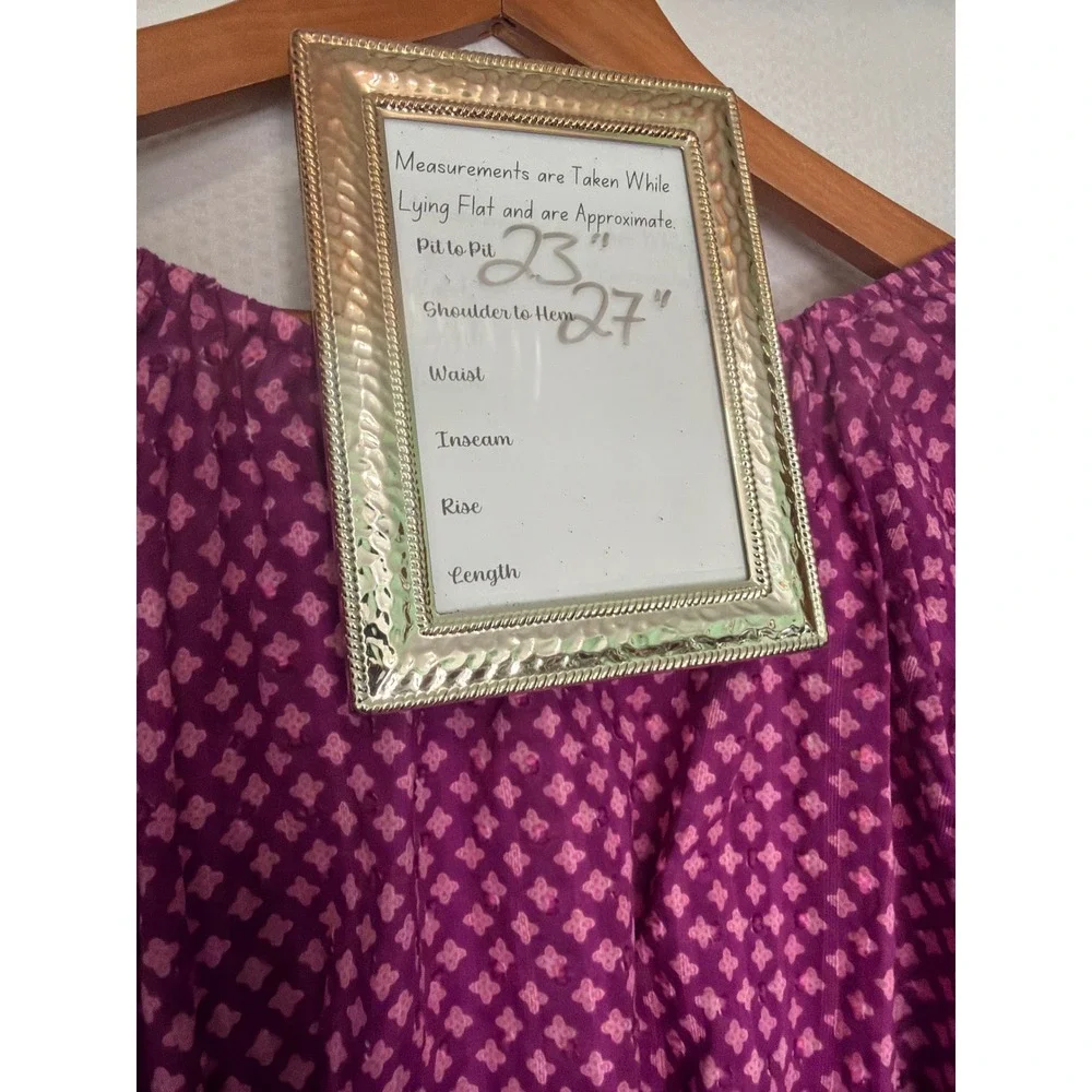 Lane Bryant Purple Pink Geometric Wrap Top Cotton‎ Balloon Sleeve Blouse 18/20